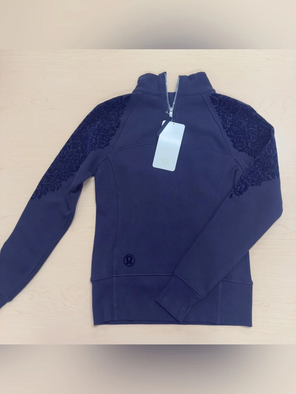 Lululemon Floral Flock Pullover Midnight Navy Velvet Shoulder Size 4 NWT